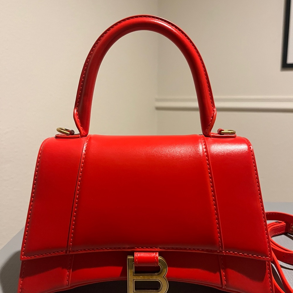 Balenciaga Small Red Hourglass Handbag